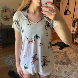 Floral V-Neck Tee NWT